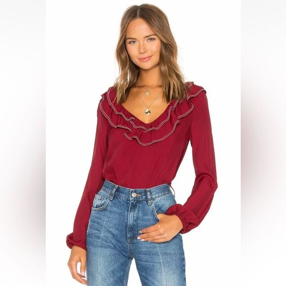 Tularosa Revolve Heather Blouse Burgundy M NWOT - Picture 1 of 11